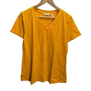 Isaac Mizrahi‎ Live Women’s V-Neck Back Button Top Yellow S